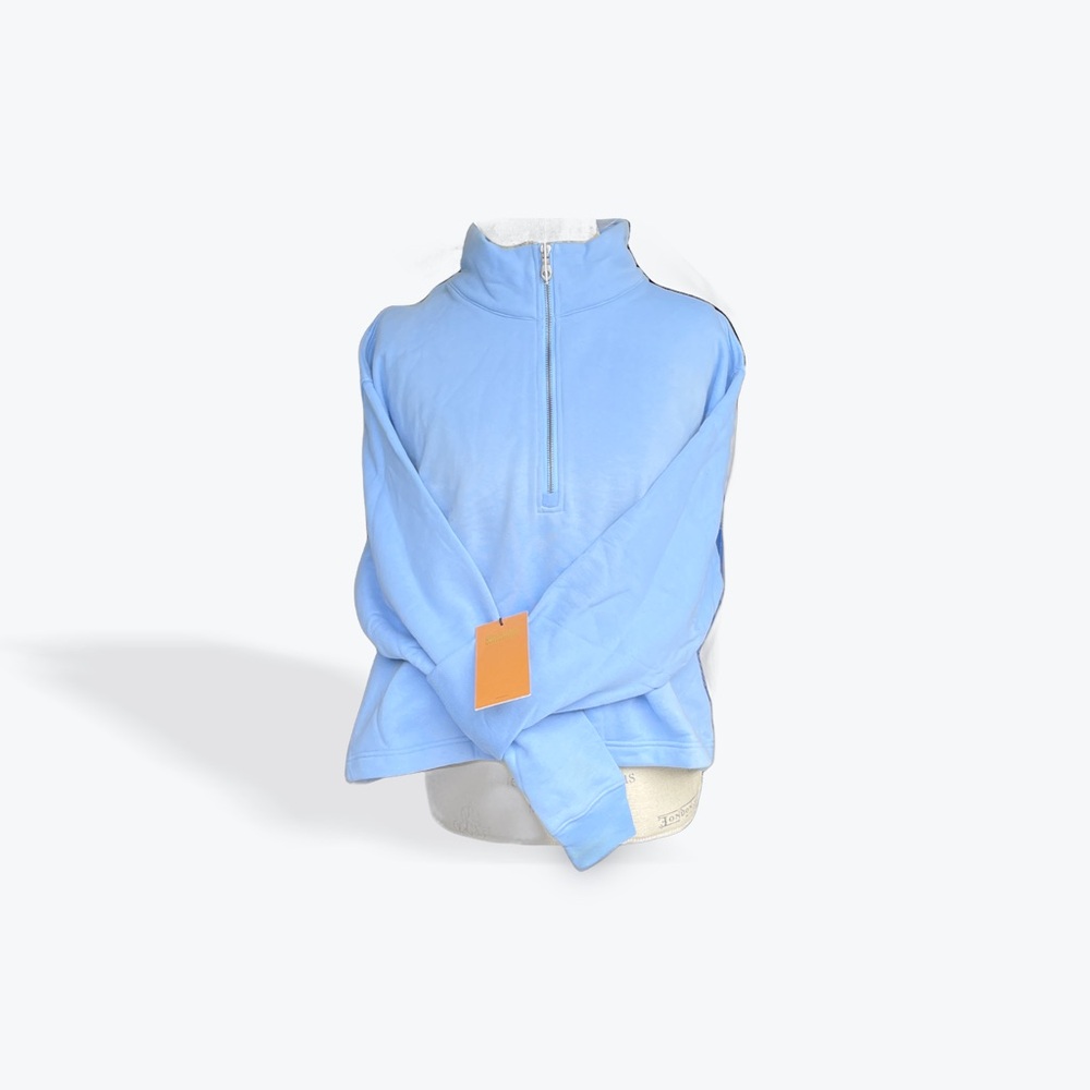 NWT Girlfriend Collective Blue Half-Zip Sweatshirt